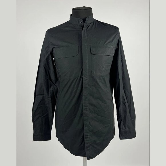 DAMIR DOMA SILENT Black Avant Garde Band Collar Button Long Sleeve Shirt Size M - Picture 1 of 15